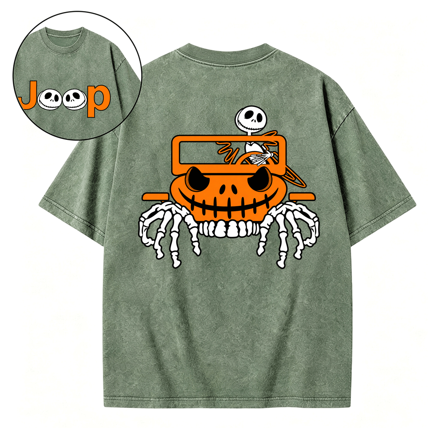 Bone Grille Ghost Halloween Unisex Washed T-Shirt