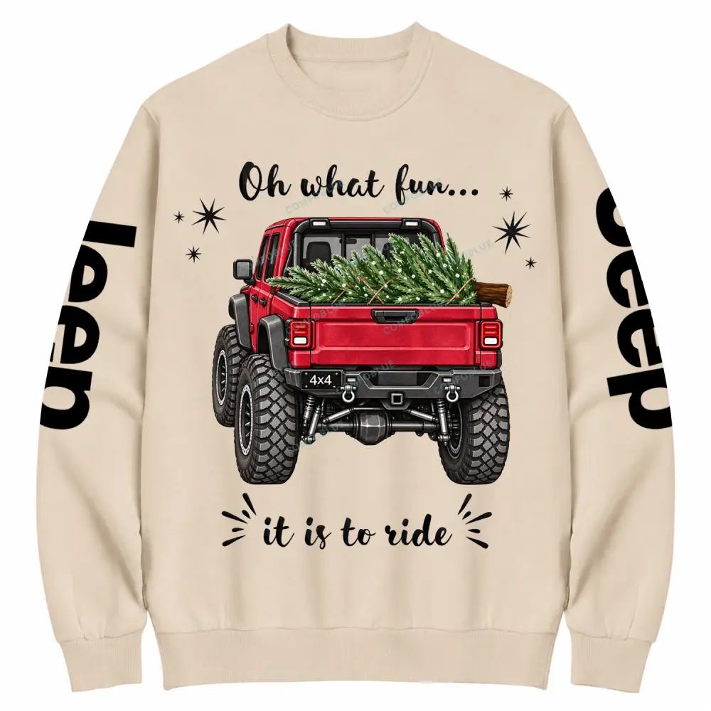 Oh What Fun to Ride Jp Christmas Pickup Cotton Sweatshirt