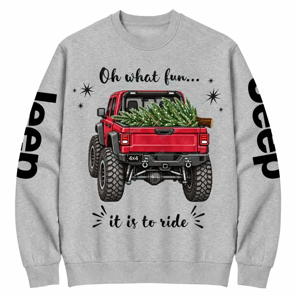 Oh What Fun to Ride Jp Christmas Pickup Cotton Sweatshirt