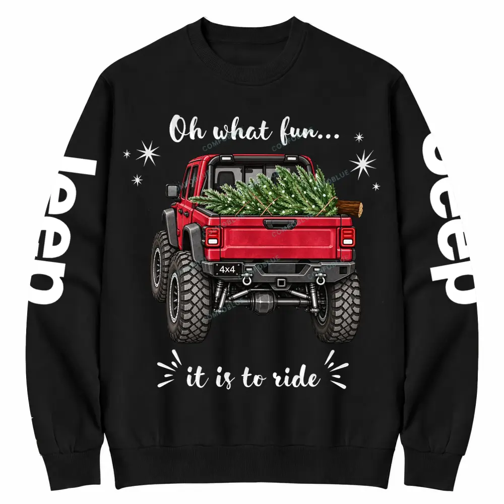 Oh What Fun to Ride Jp Christmas Pickup Cotton Sweatshirt