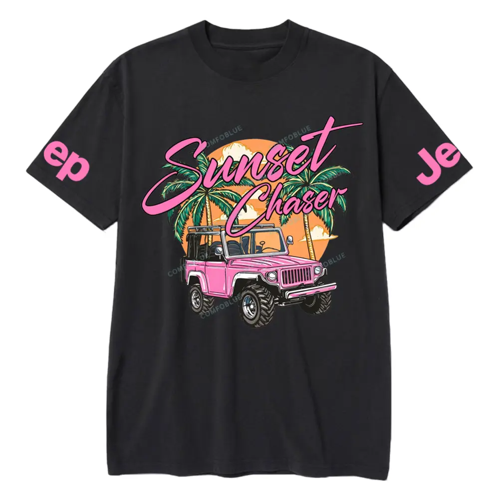 Sunset Chaser Pink Jp Beach Cotton T-shirt