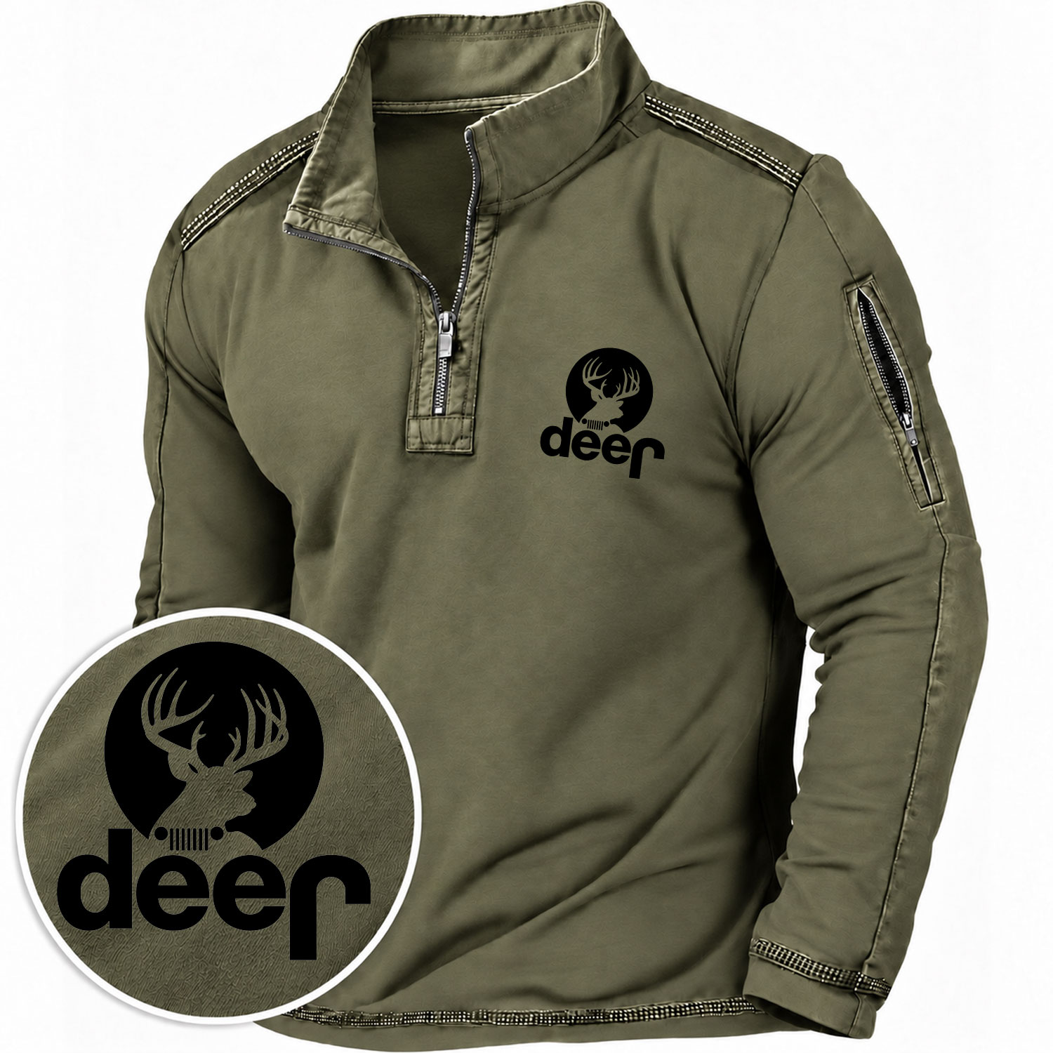Funny Deer Off-Road Quarter-Zip Sweatshirt