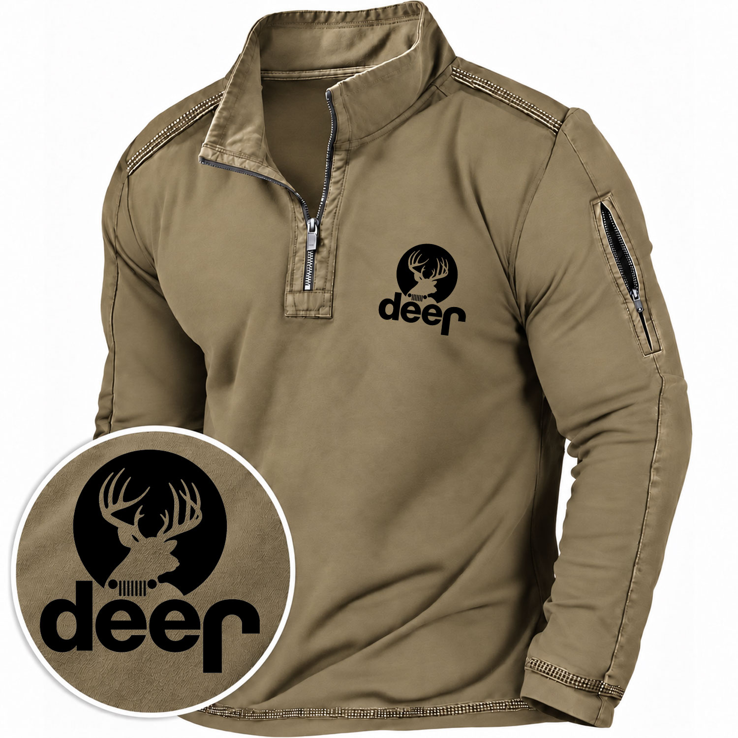 Funny Deer Off-Road Quarter-Zip Sweatshirt