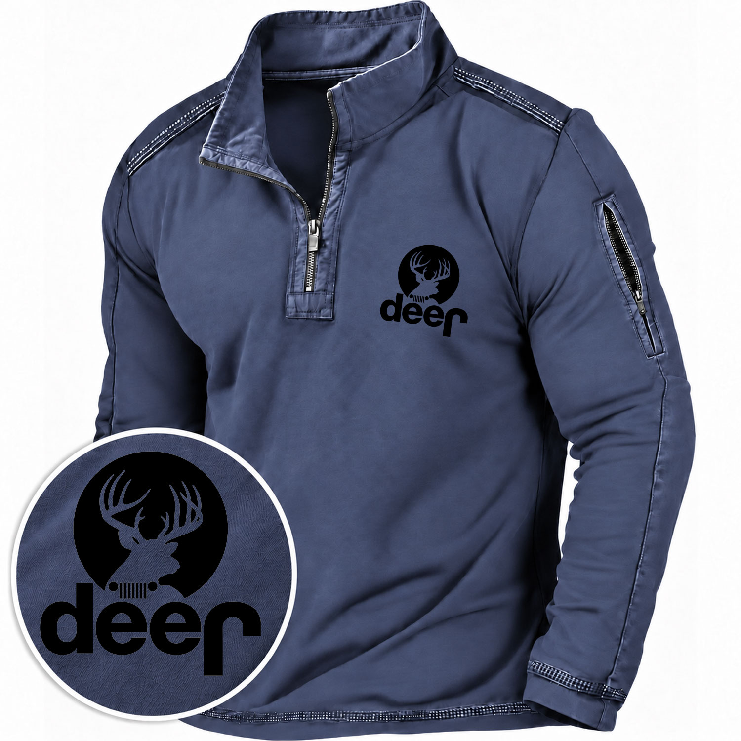 Funny Deer Off-Road Quarter-Zip Sweatshirt
