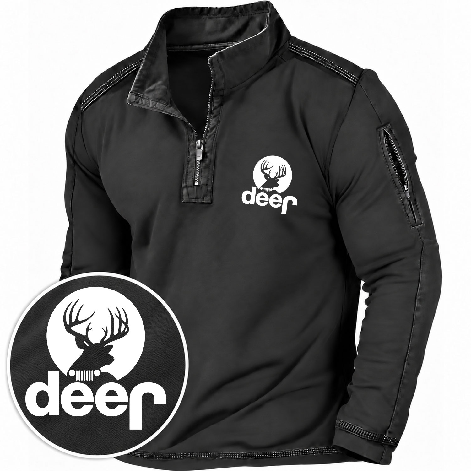 Funny Deer Off-Road Quarter-Zip Sweatshirt