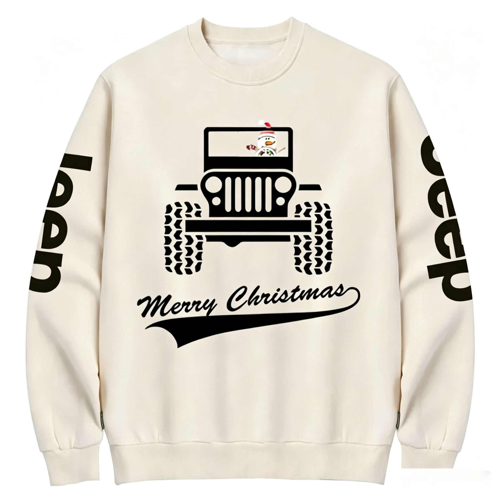 Snowman Drives a Jp to Greet the Merry Christmas Unisex Sweatshirt