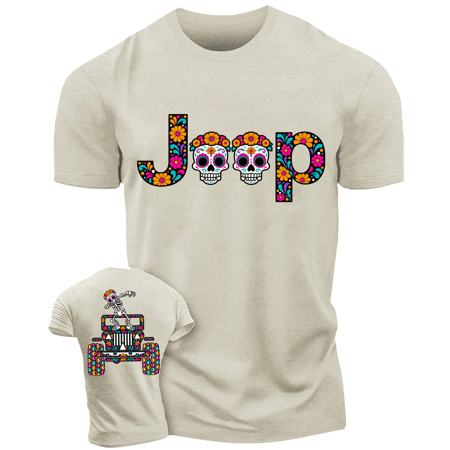 Sugar Skull Dancing on Jps Dia de los Muertos Cotton T-shirt