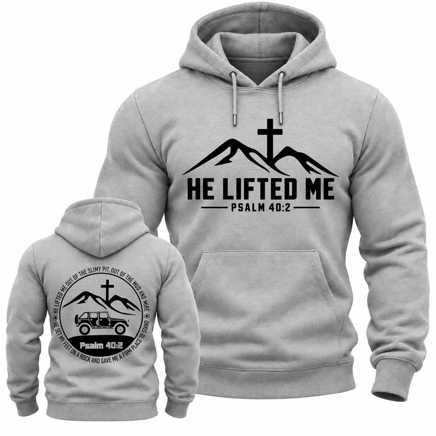 He Lifted Me Psalm 40:2 Off-Road Cotton Hoodie