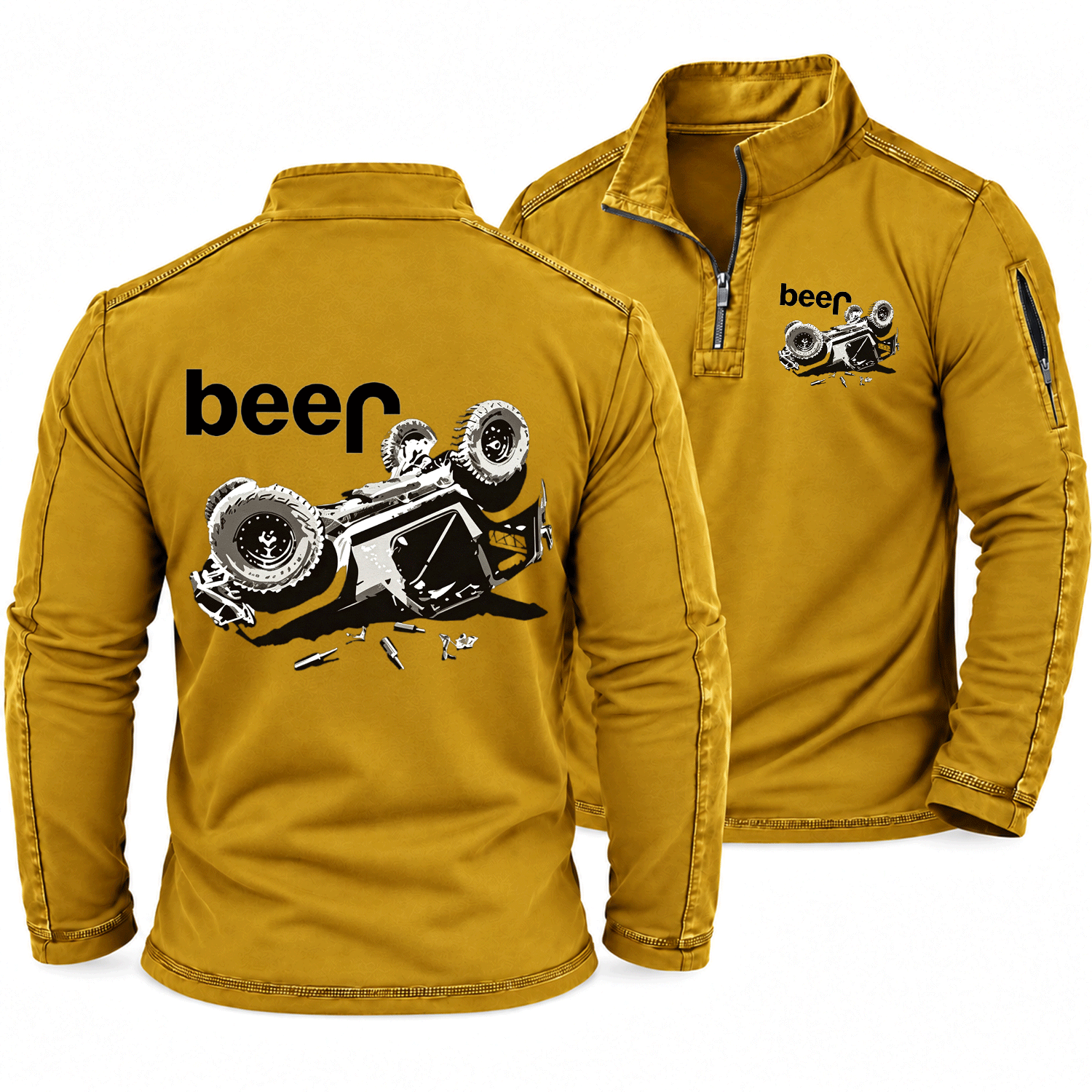Funny Beer Overturn Jp Offroad Quarter-Zip Sweatshirt