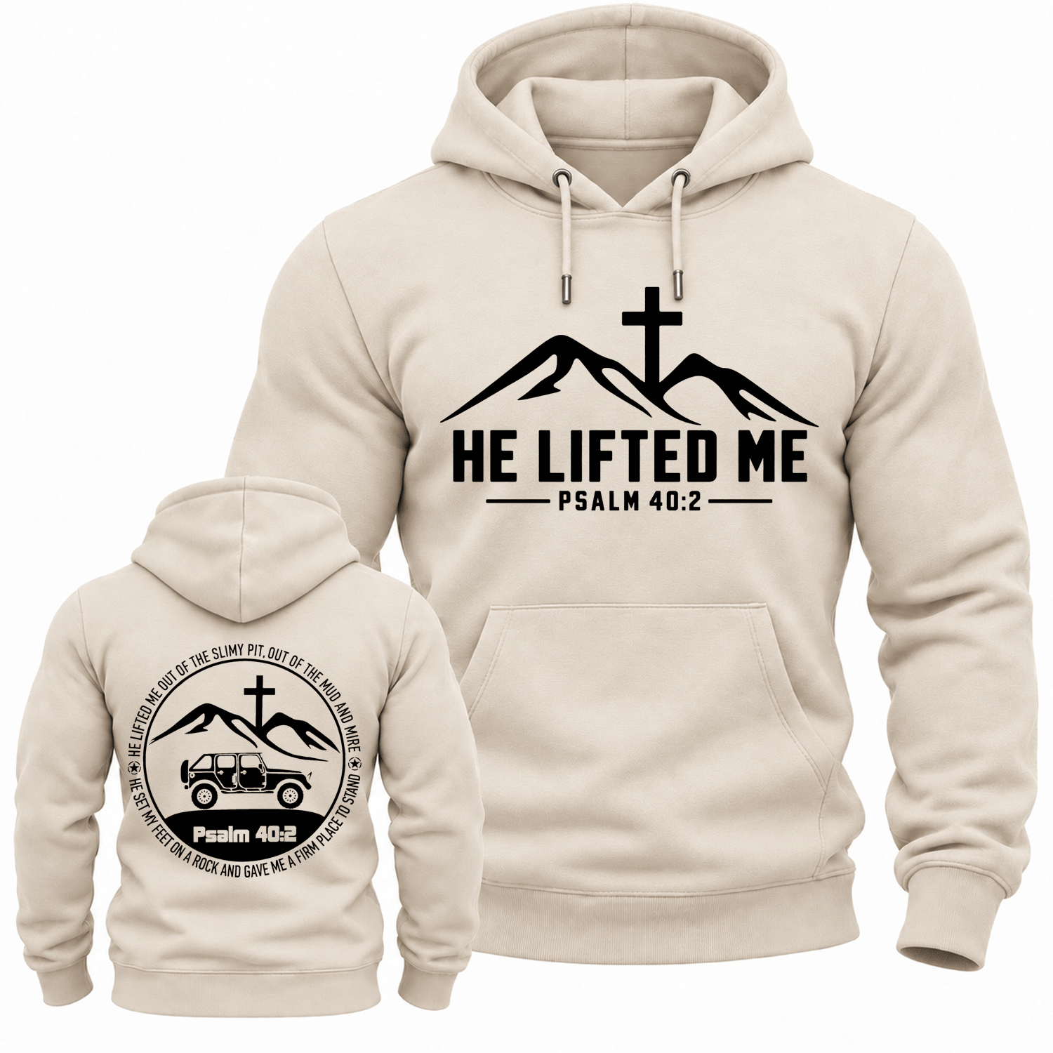 He Lifted Me Psalm 40:2 Off-Road Cotton Hoodie