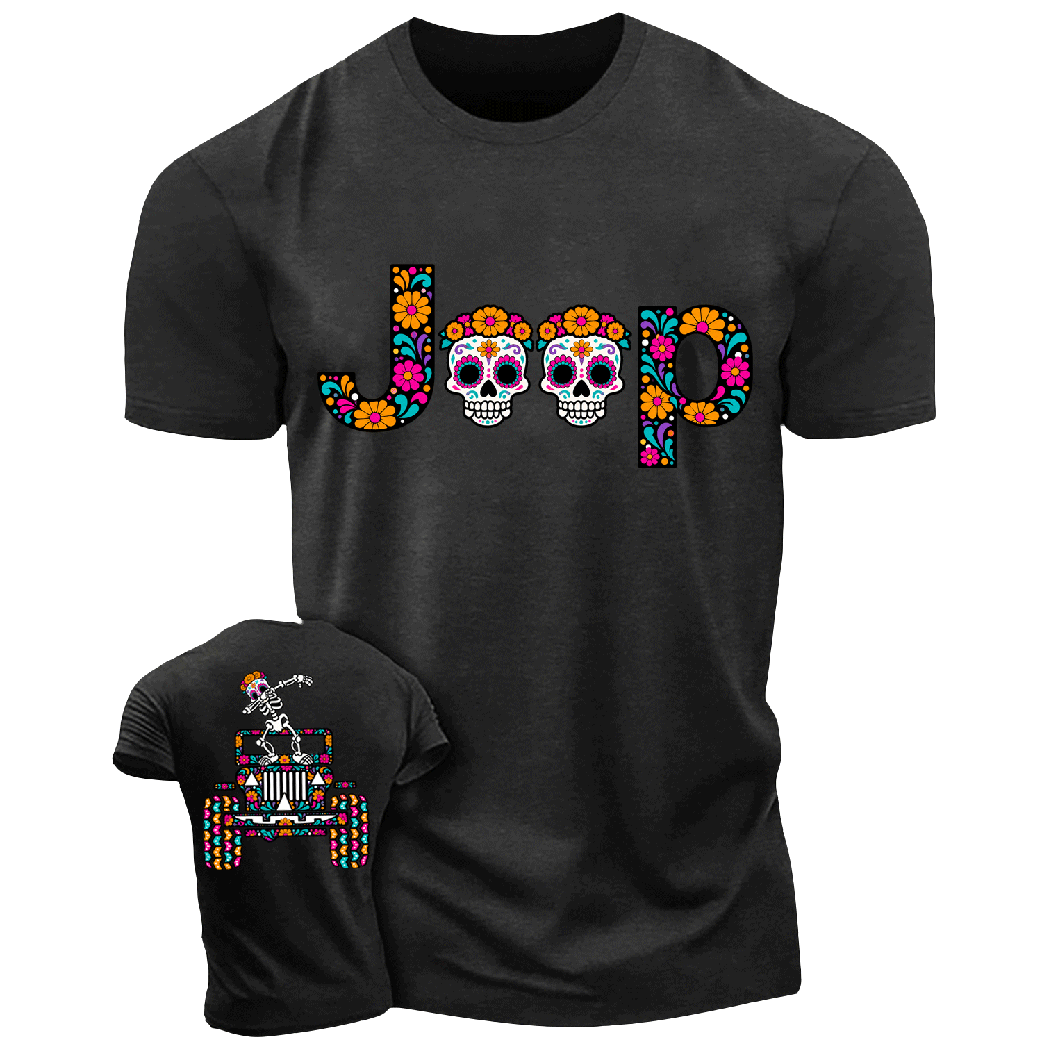Sugar Skull Dancing on Jps Dia de los Muertos Cotton T-shirt