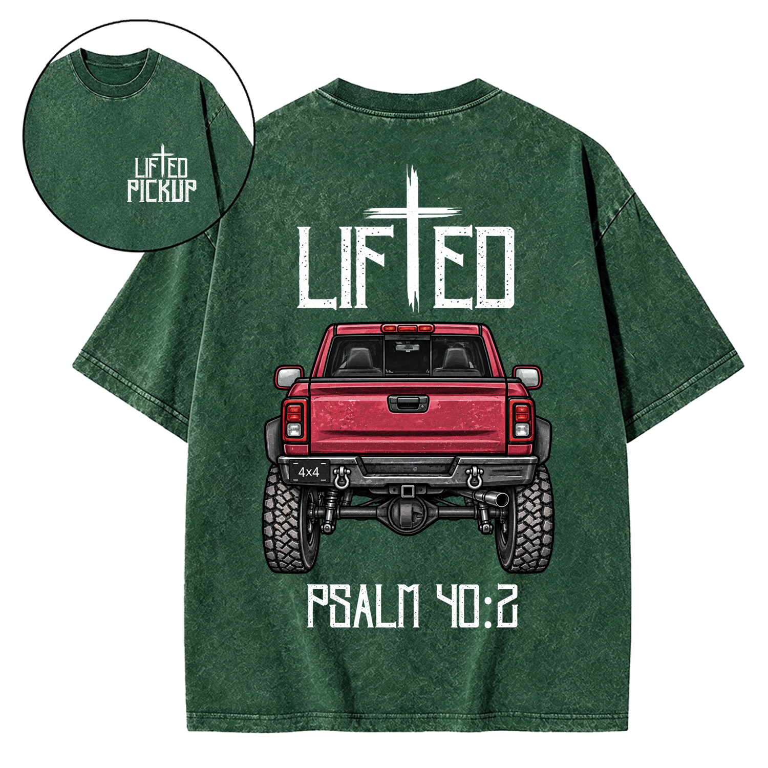 Christian "Lifted" Pickup 4x4 40:2 Unisex Washed T-Shirt