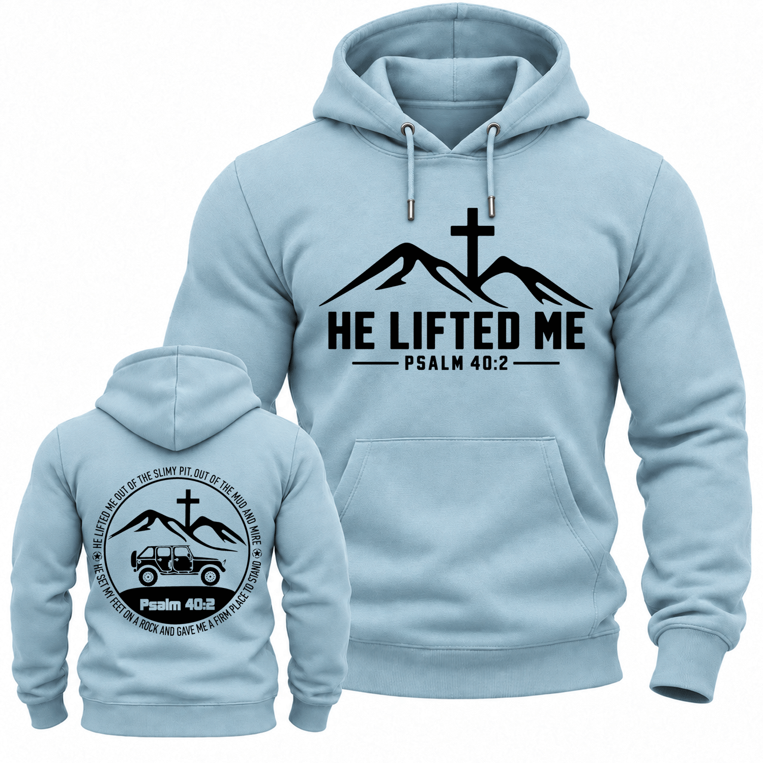 He Lifted Me Psalm 40:2 Off-Road Cotton Hoodie