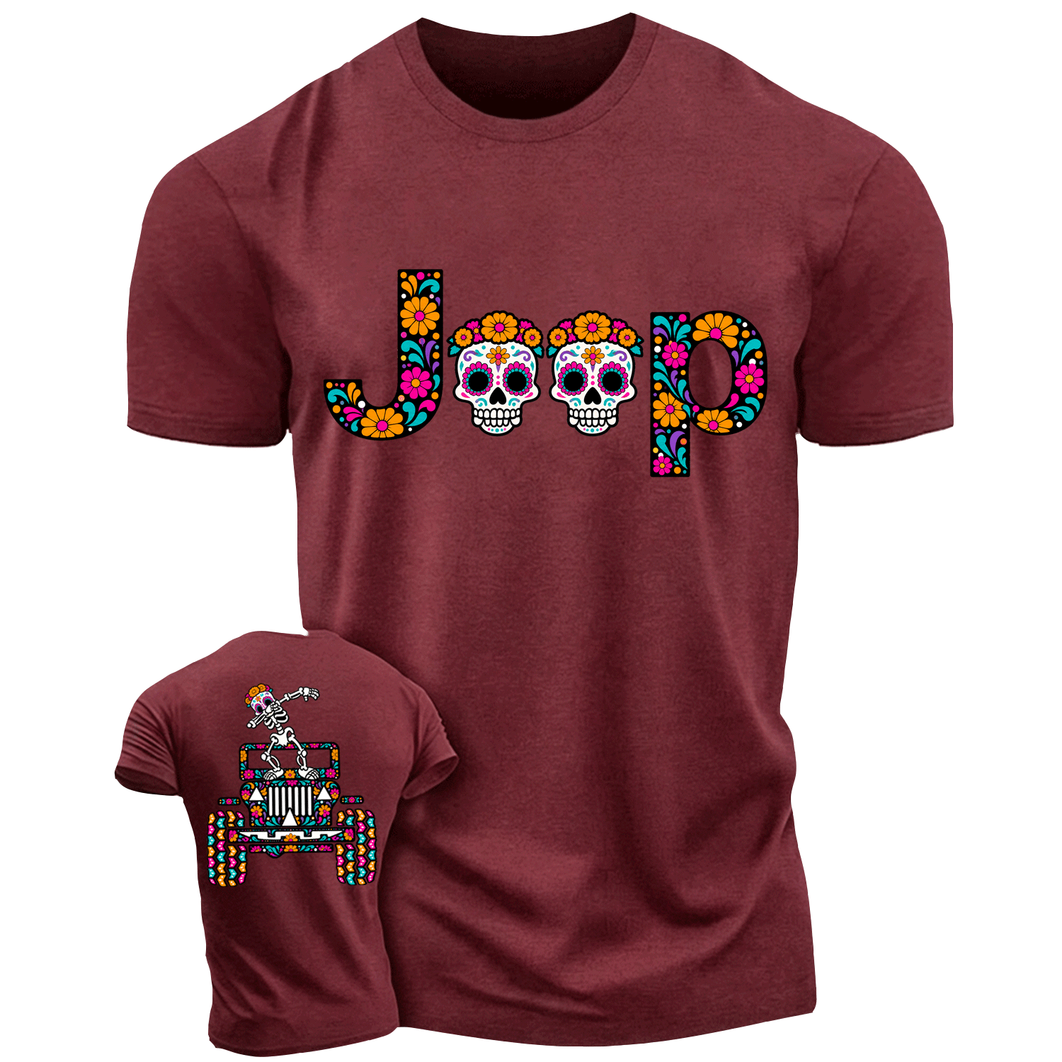 Sugar Skull Dancing on Jps Dia de los Muertos Cotton T-shirt