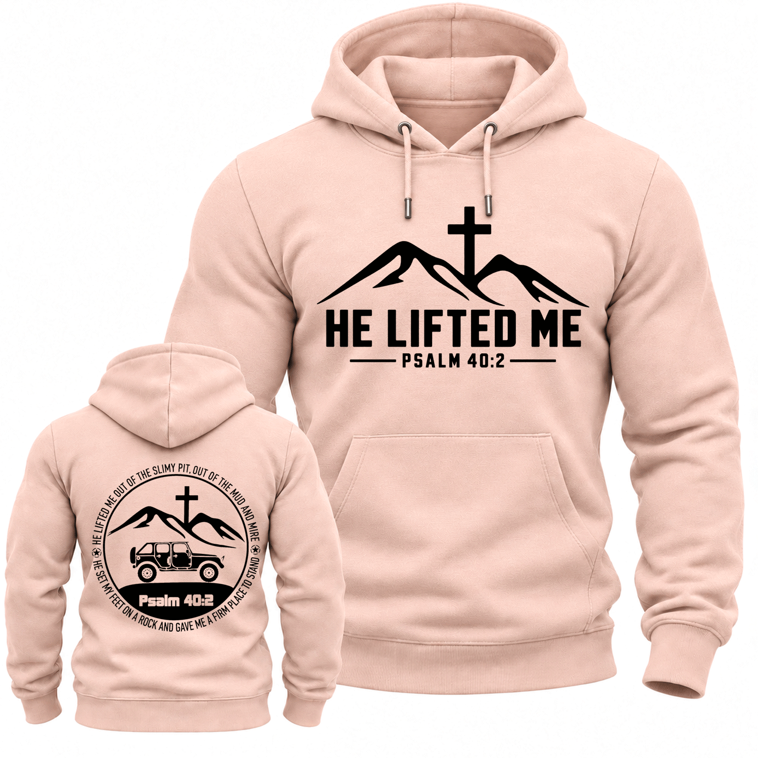 He Lifted Me Psalm 40:2 Off-Road Cotton Hoodie