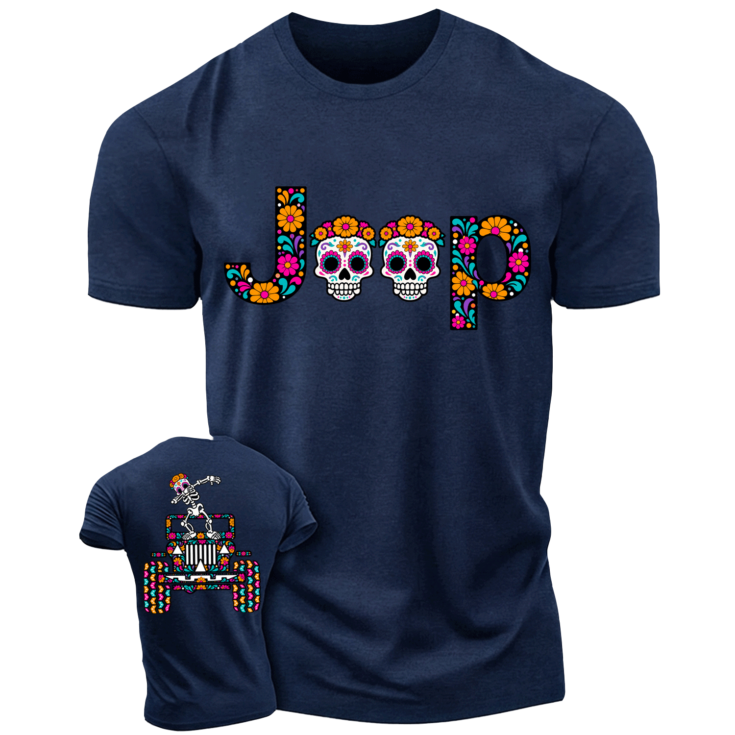 Sugar Skull Dancing on Jps Dia de los Muertos Cotton T-shirt