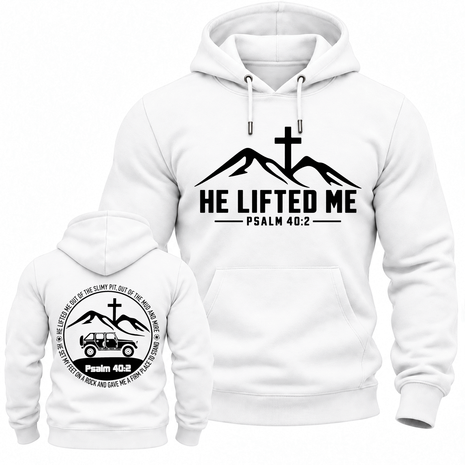 He Lifted Me Psalm 40:2 Off-Road Cotton Hoodie
