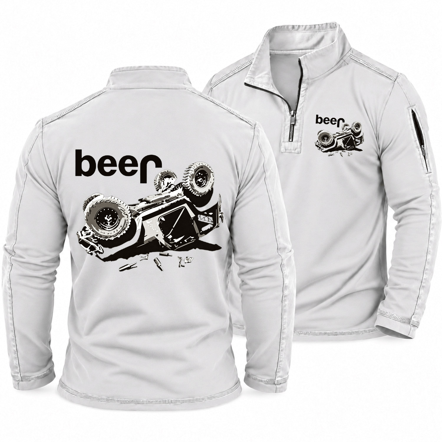 Funny Beer Overturn Jp Offroad Quarter-Zip Sweatshirt