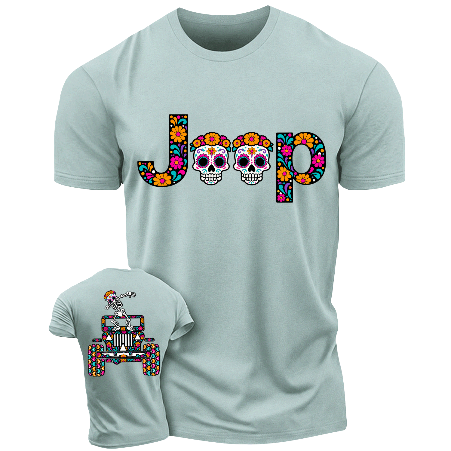 Sugar Skull Dancing on Jps Dia de los Muertos Cotton T-shirt