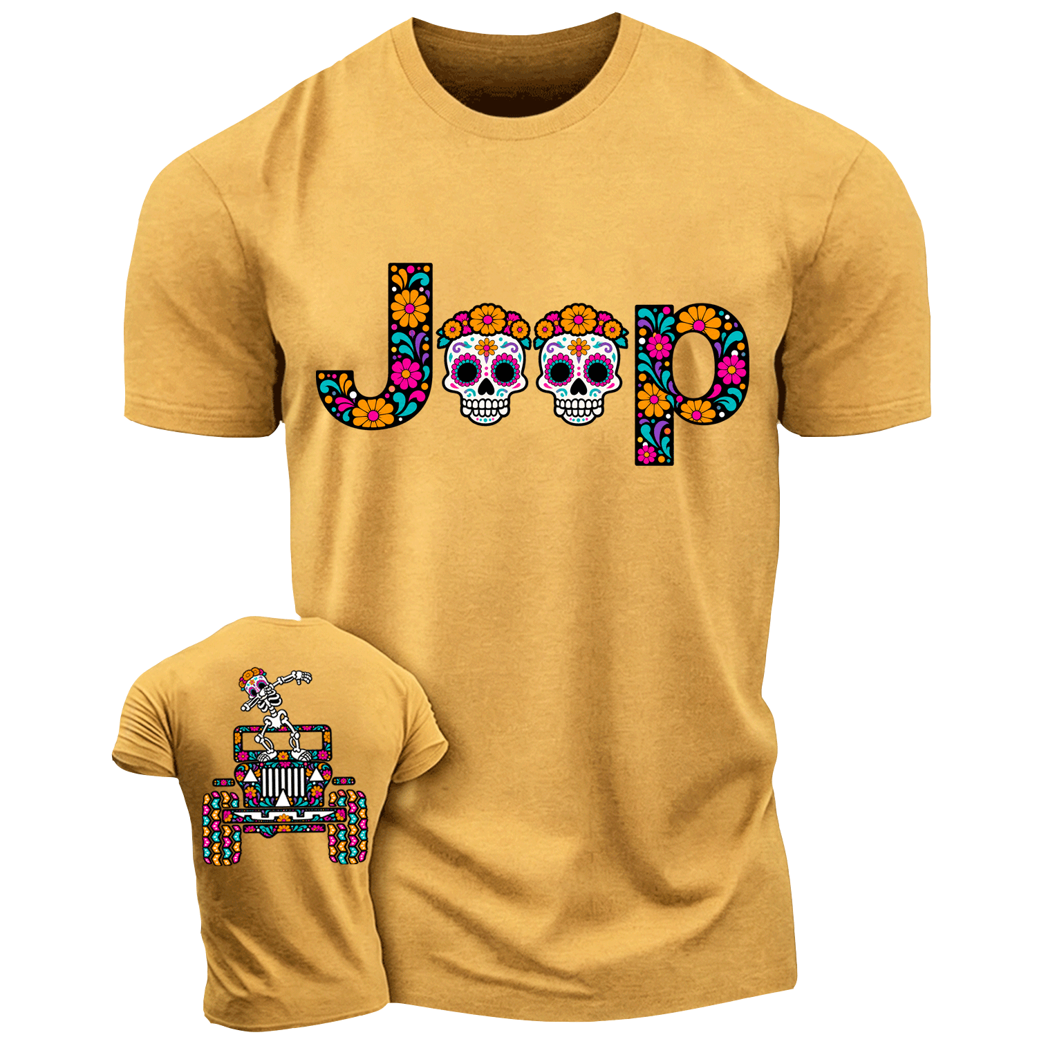Sugar Skull Dancing on Jps Dia de los Muertos Cotton T-shirt