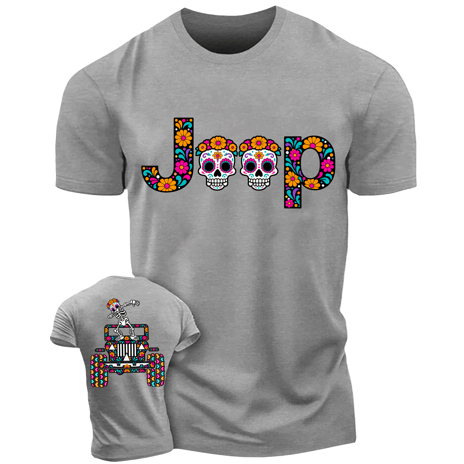 Sugar Skull Dancing on Jps Dia de los Muertos Cotton T-shirt