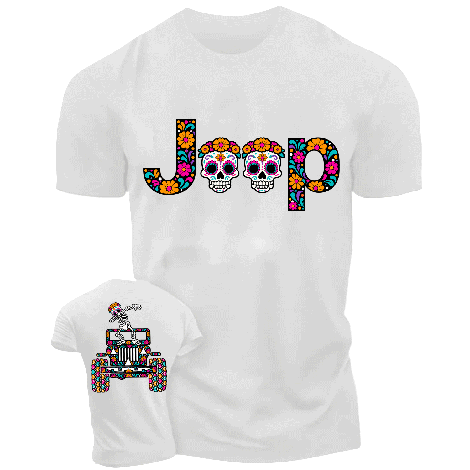 Sugar Skull Dancing on Jps Dia de los Muertos Cotton T-shirt