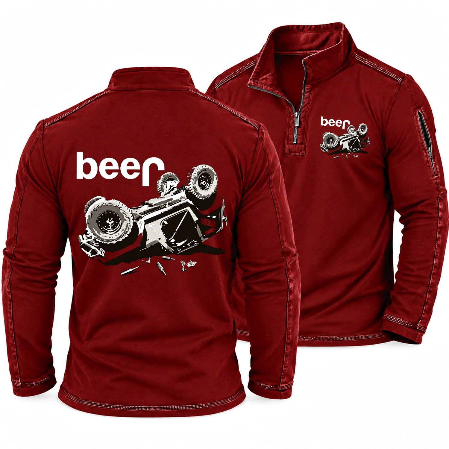 Funny Beer Overturn Jp Offroad Quarter-Zip Sweatshirt