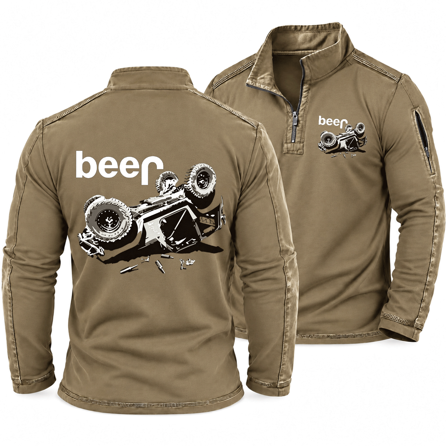 Funny Beer Overturn Jp Offroad Quarter-Zip Sweatshirt