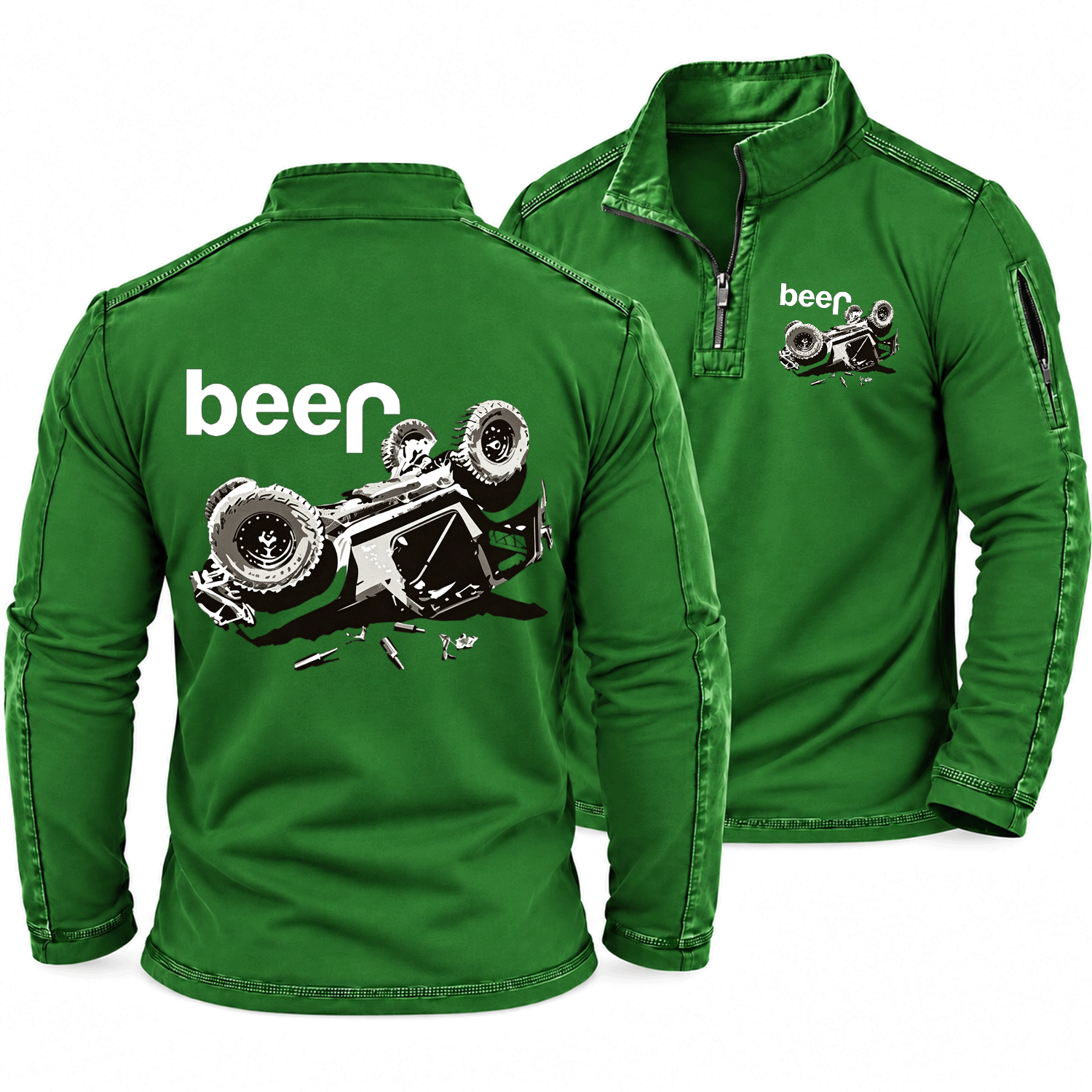 Funny Beer Overturn Jp Offroad Quarter-Zip Sweatshirt
