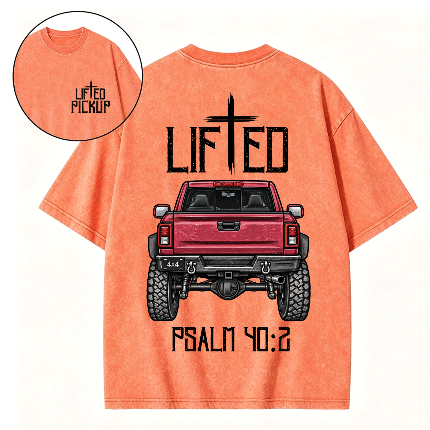 Christian "Lifted" Pickup 4x4 40:2 Unisex Washed T-Shirt