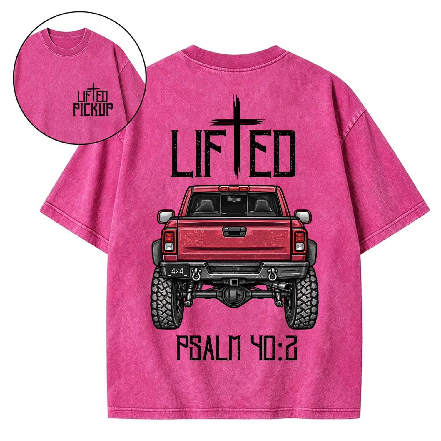 Christian "Lifted" Pickup 4x4 40:2 Unisex Washed T-Shirt