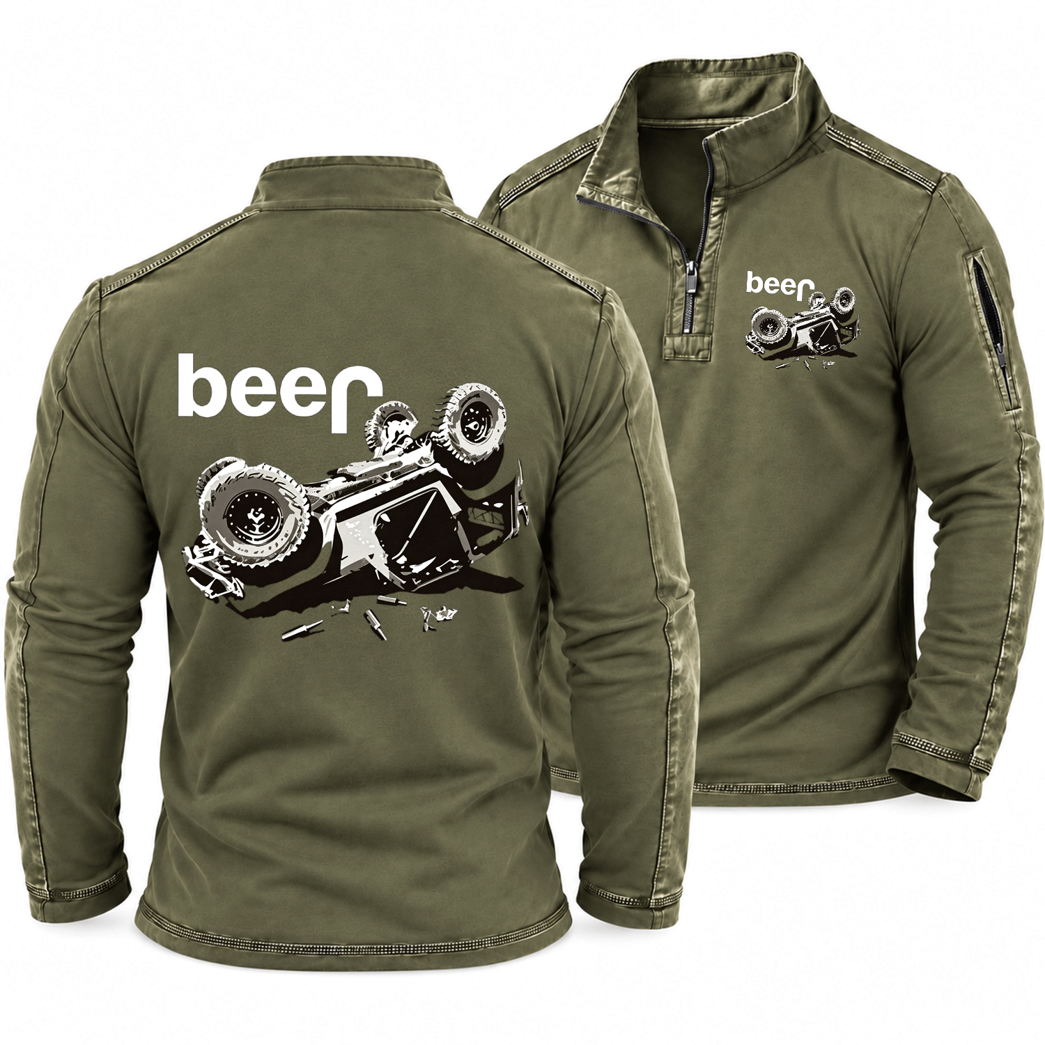 Funny Beer Overturn Jp Offroad Quarter-Zip Sweatshirt