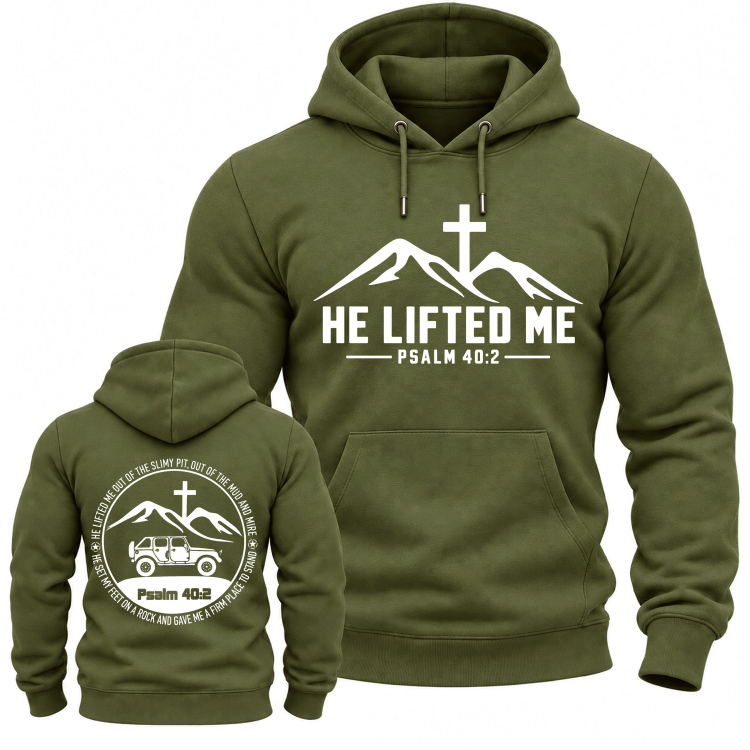 He Lifted Me Psalm 40:2 Off-Road Cotton Hoodie