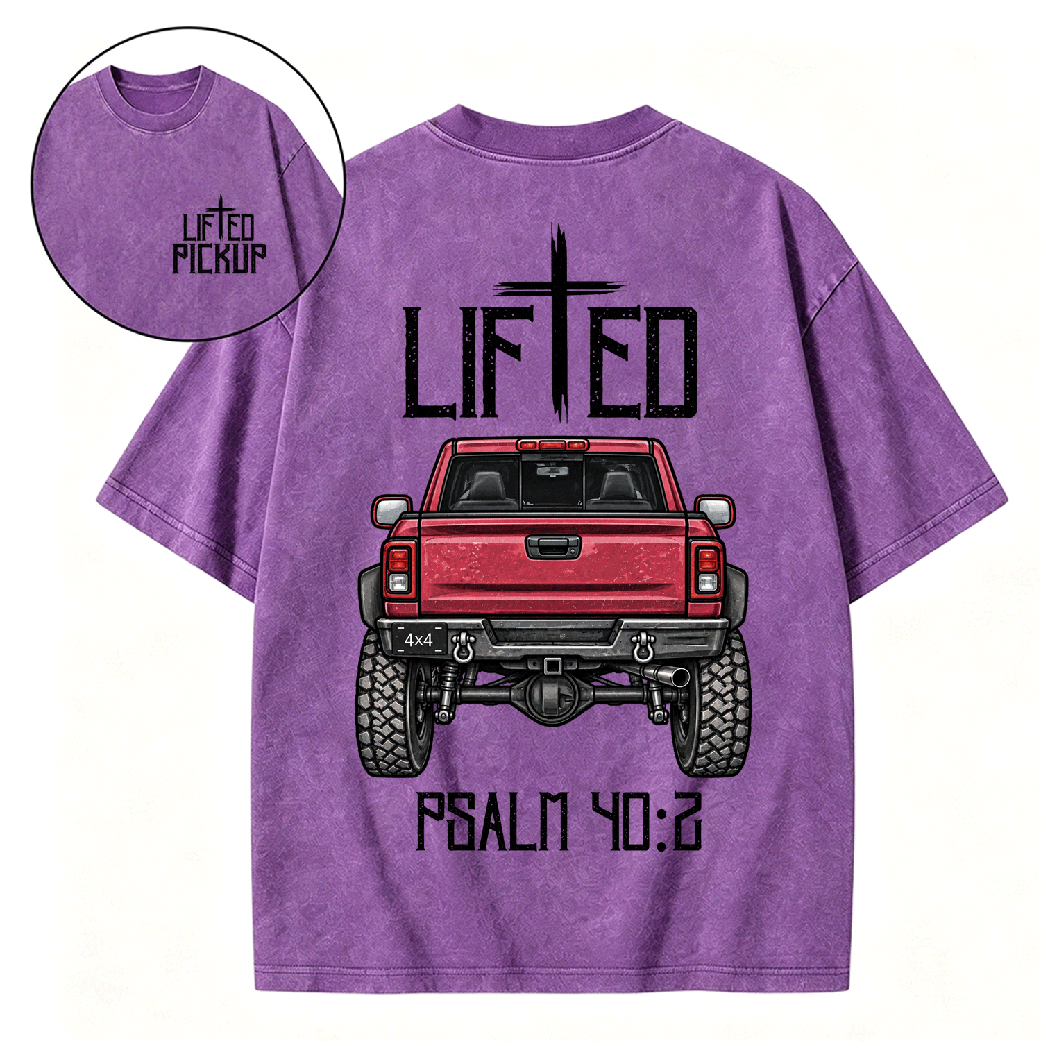Christian "Lifted" Pickup 4x4 40:2 Unisex Washed T-Shirt