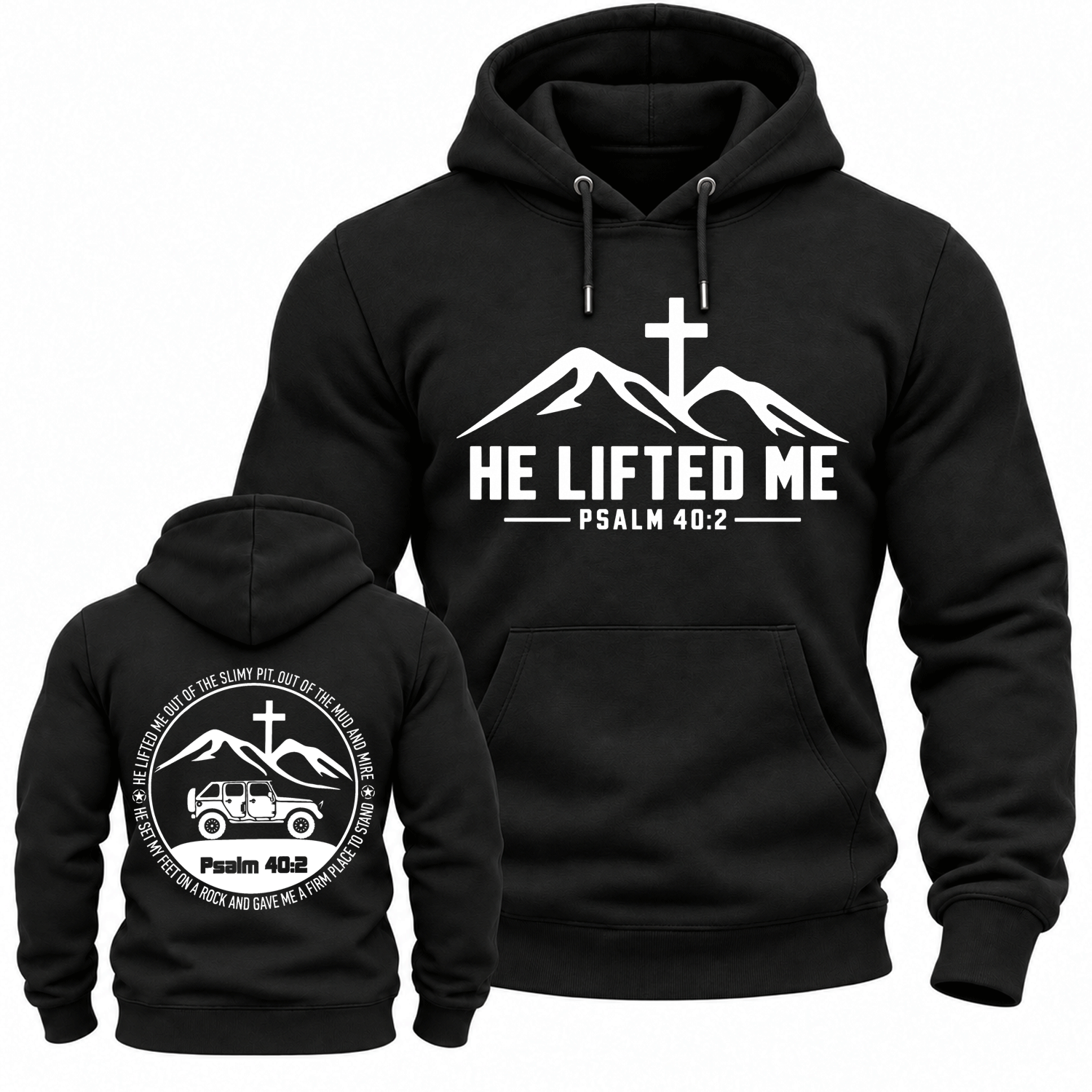 He Lifted Me Psalm 40:2 Off-Road Cotton Hoodie