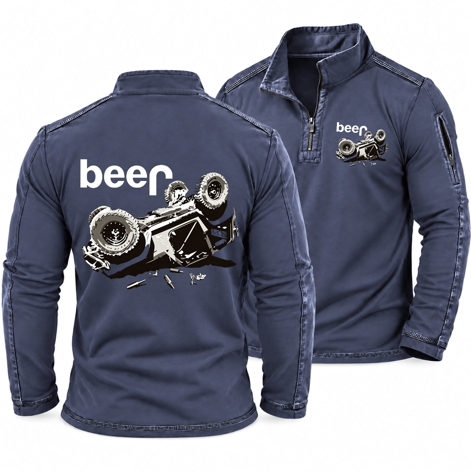Funny Beer Overturn Jp Offroad Quarter-Zip Sweatshirt
