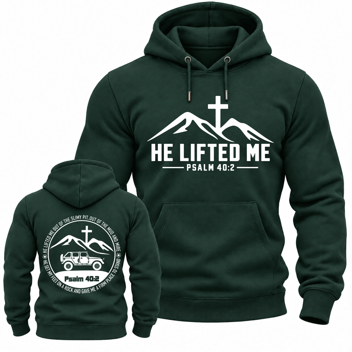 He Lifted Me Psalm 40:2 Off-Road Cotton Hoodie