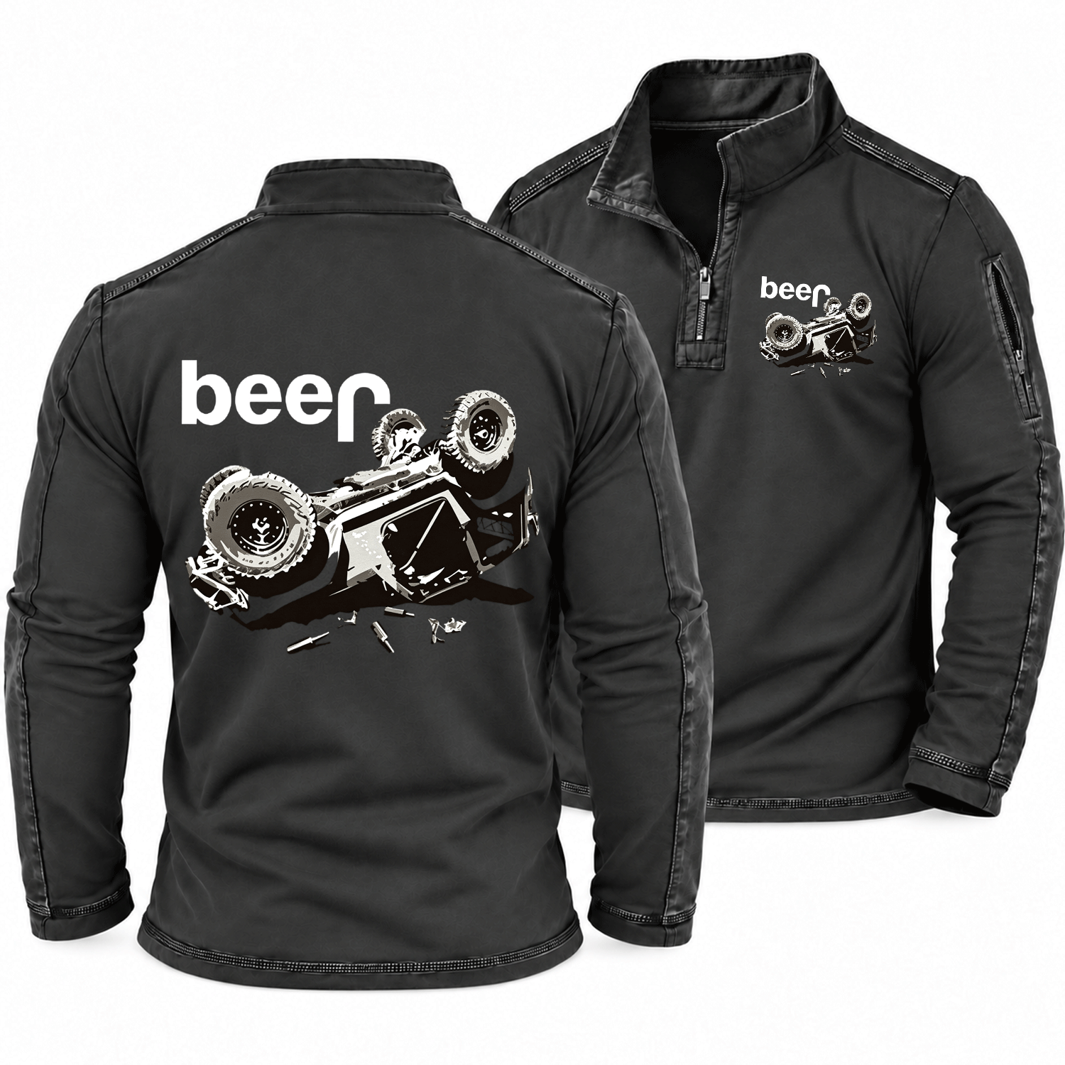 Funny Beer Overturn Jp Offroad Quarter-Zip Sweatshirt