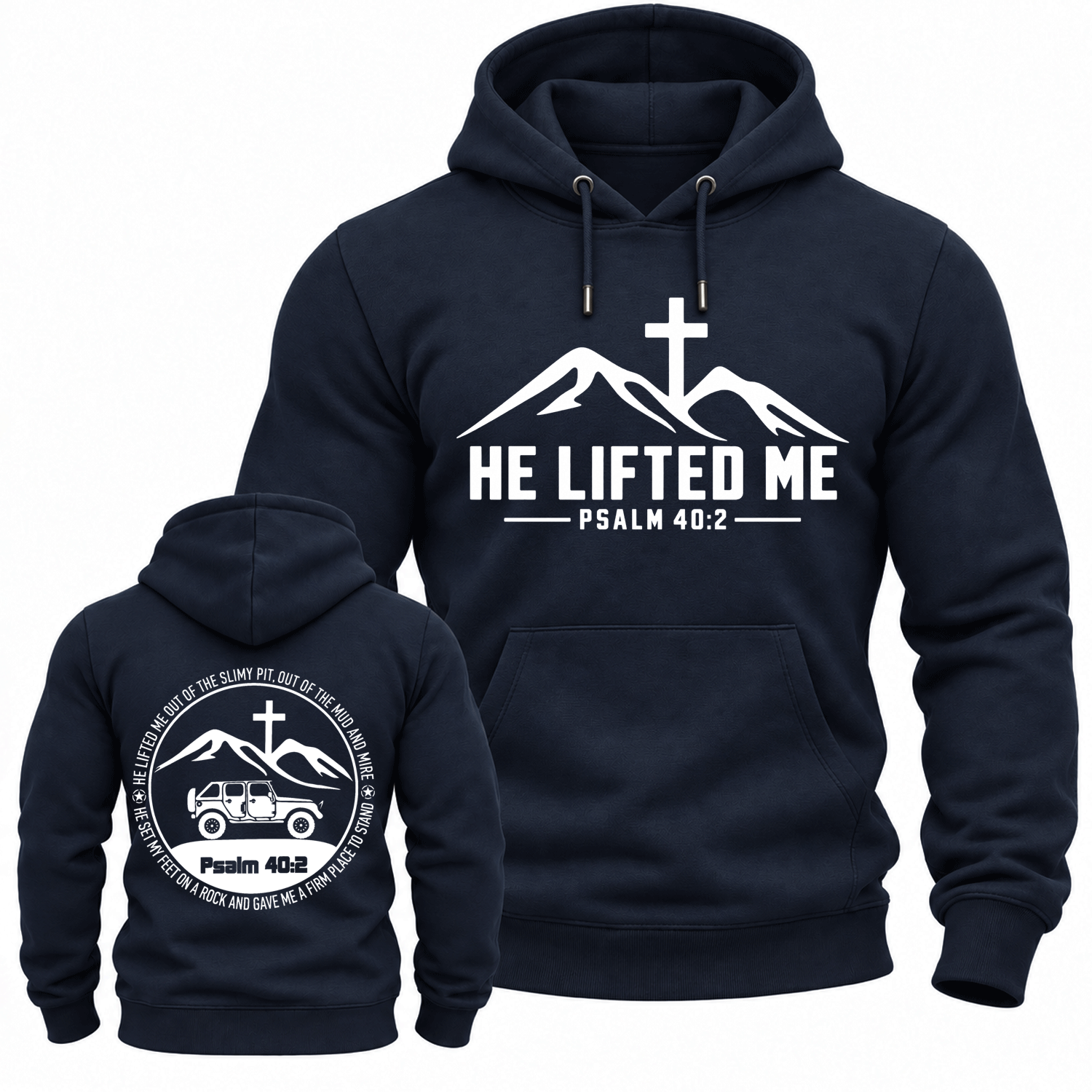 He Lifted Me Psalm 40:2 Off-Road Cotton Hoodie