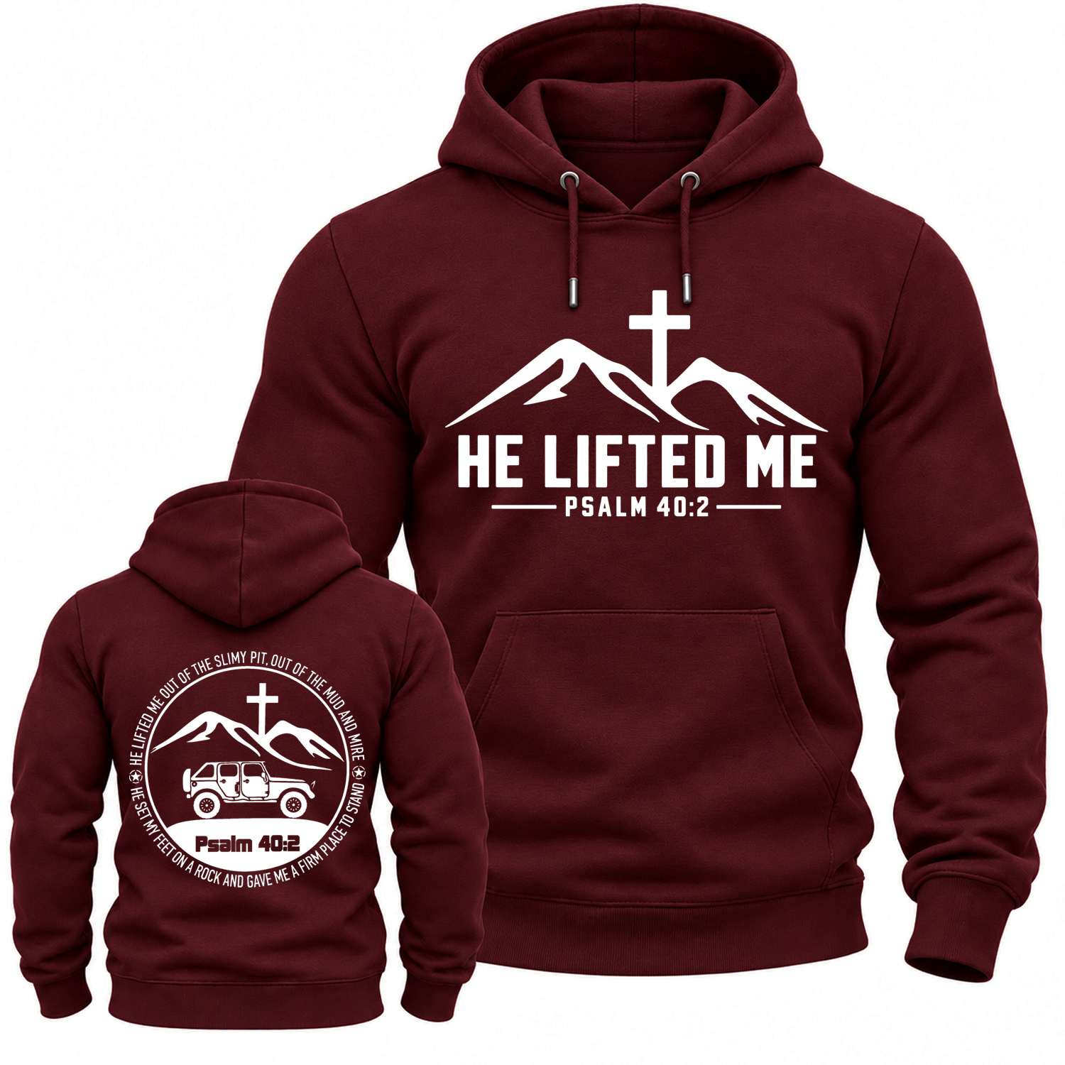 He Lifted Me Psalm 40:2 Off-Road Cotton Hoodie