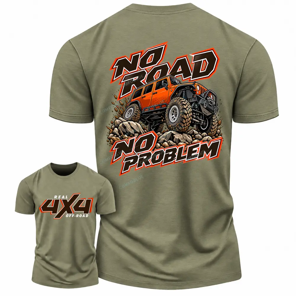 No Road No Problem Real 4X4 Off-Road Cotton T-shirt