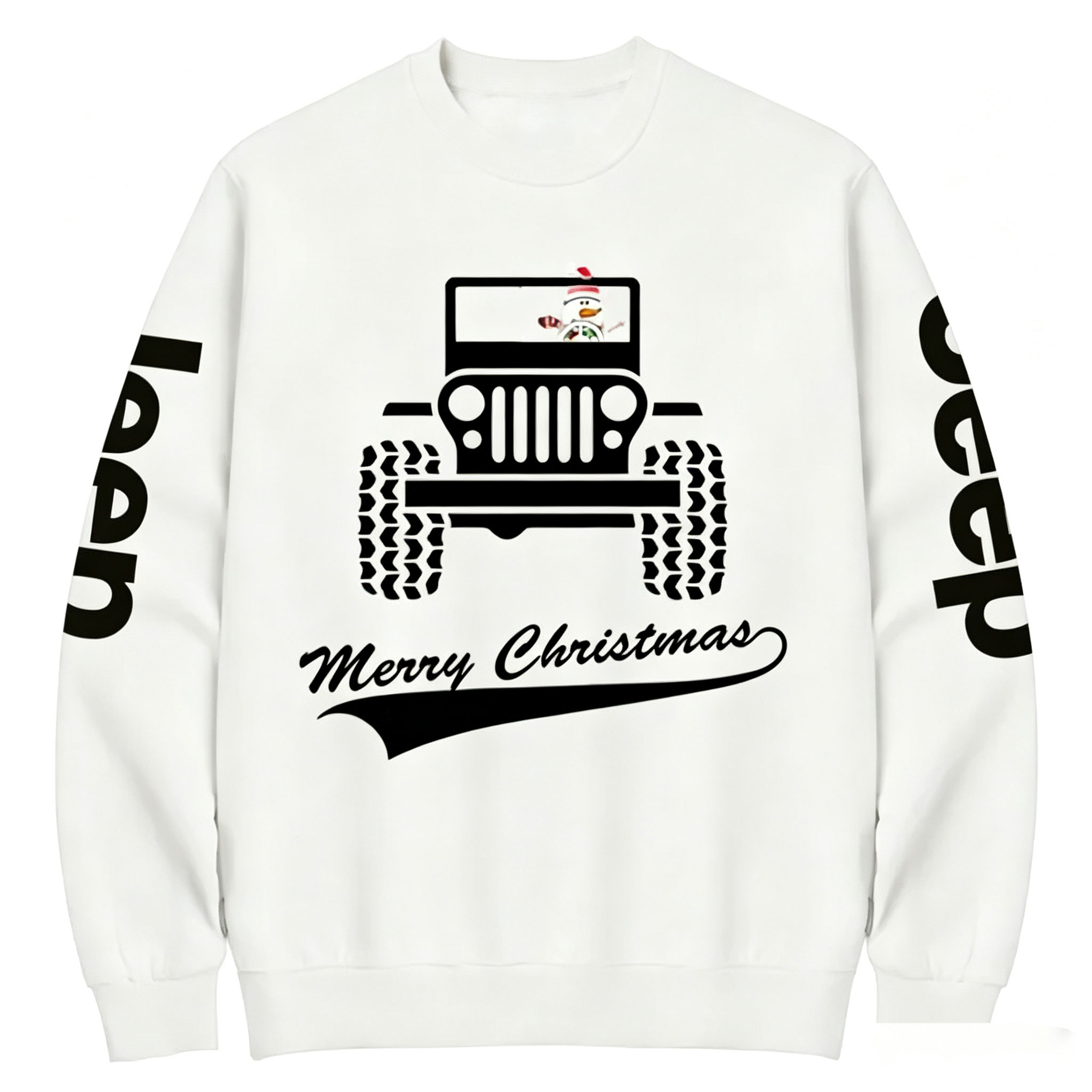 Snowman Drives a Jp to Greet the Merry Christmas Unisex Sweatshirt