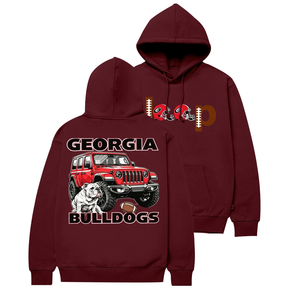Georgia Jp Bulldog Red Helemet Jp Casual Hoodie