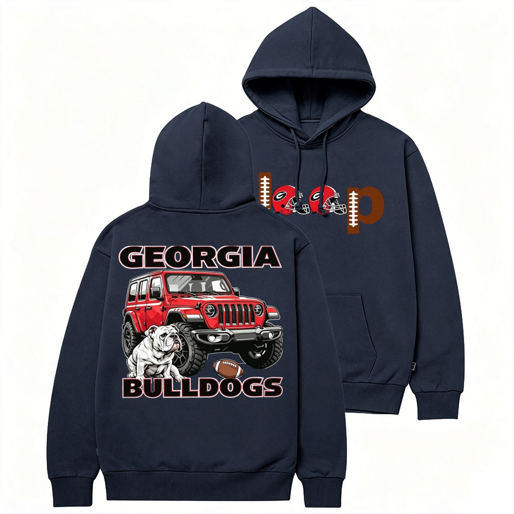 Georgia Jp Bulldog Red Helemet Jp Casual Hoodie