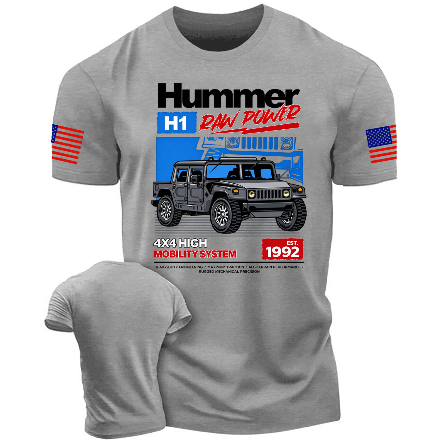 Hummer H1 Raw Power 4x4 Mobility System Cotton T-shirt