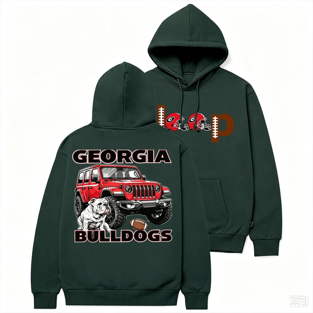 Georgia Jp Bulldog Red Helemet Jp Casual Hoodie