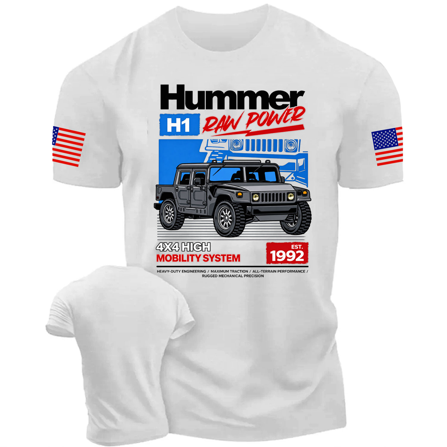Hummer H1 Raw Power 4x4 Mobility System Cotton T-shirt