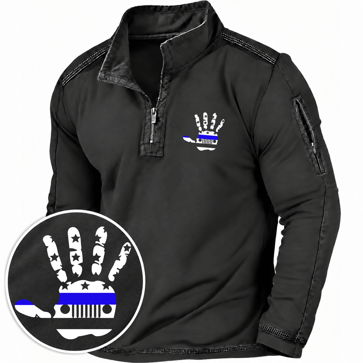 Thin Blue Line Jp Wave Quarter-Zip Sweatshirt