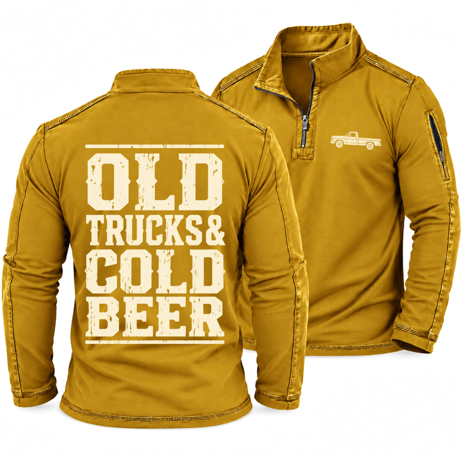 Old Trucks & Cold Beer Vintage Quarter-Zip Sweatshirt