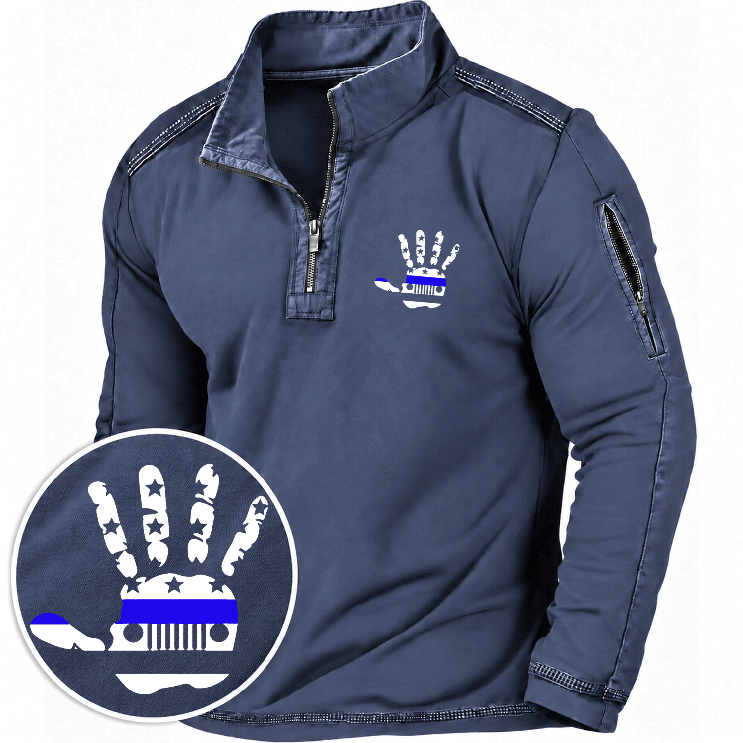 Thin Blue Line Jp Wave Quarter-Zip Sweatshirt